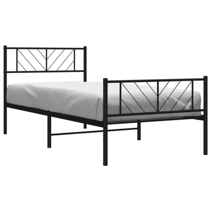 Metal Bed Frame without Mattress with Footboard Black 90x200cm