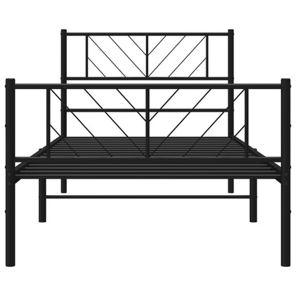 Metal Bed Frame without Mattress with Footboard Black 90x200cm