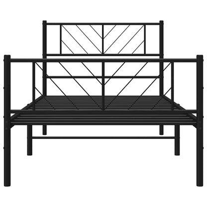 Metal Bed Frame without Mattress with Footboard Black 100x190cm