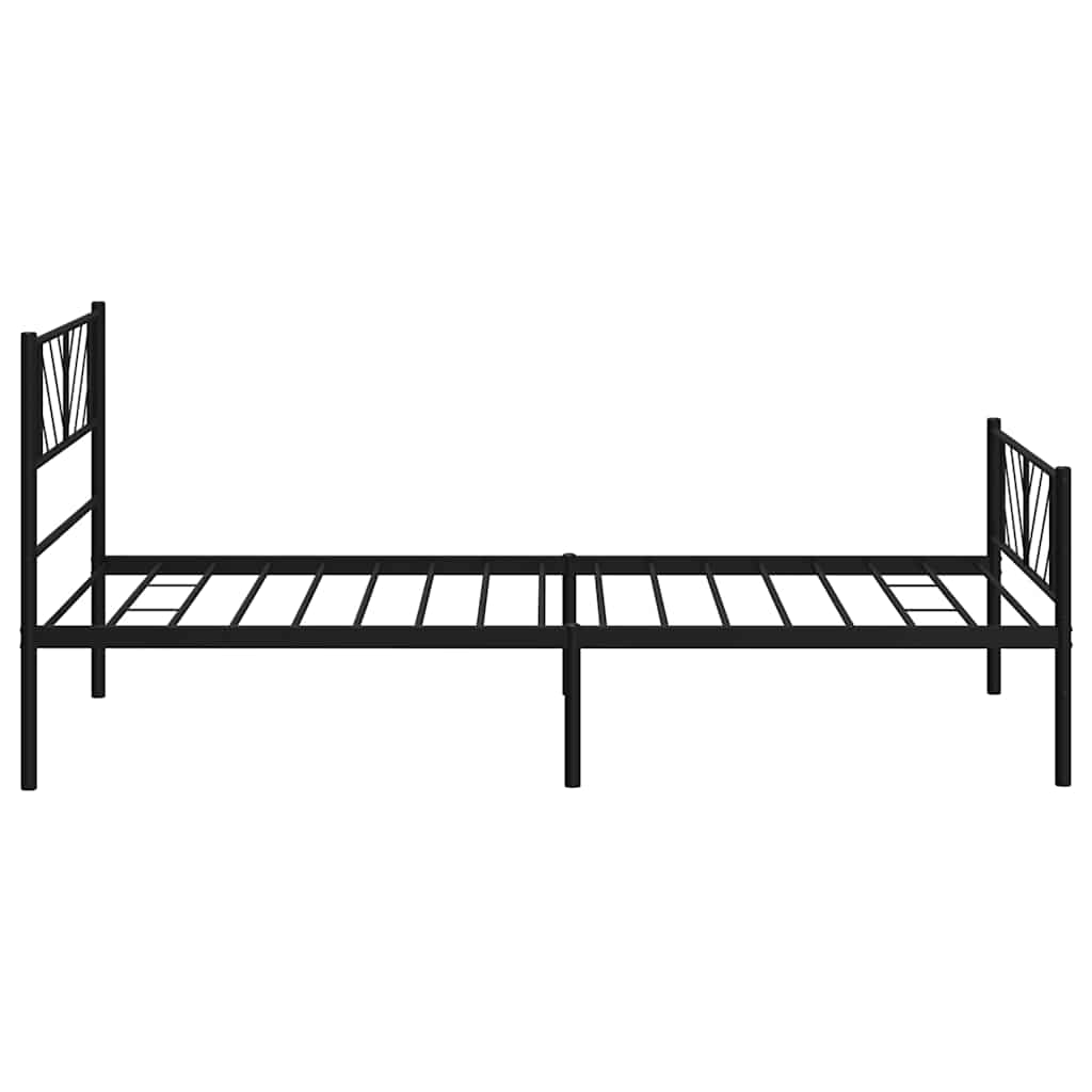Metal Bed Frame without Mattress with Footboard Black 100x190cm