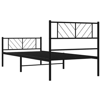 Metal Bed Frame without Mattress with Footboard Black 100x190cm