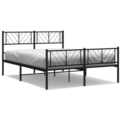 Metal Bed Frame without Mattress with Footboard Black 120x190cm