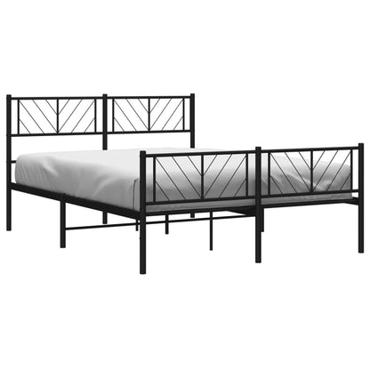Metal Bed Frame without Mattress with Footboard Black 120x200cm