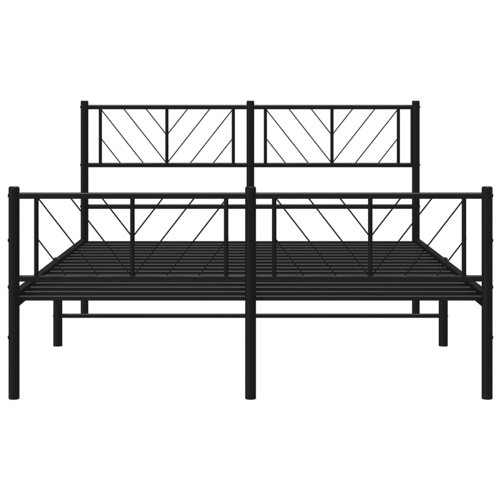 Metal Bed Frame without Mattress with Footboard Black 120x200cm