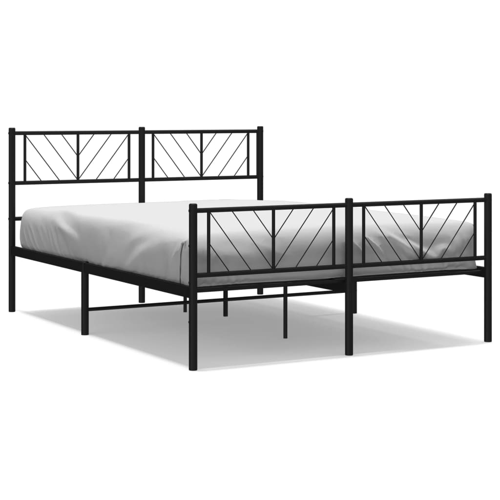 Metal Bed Frame without Mattress with Footboard Black 140x200cm