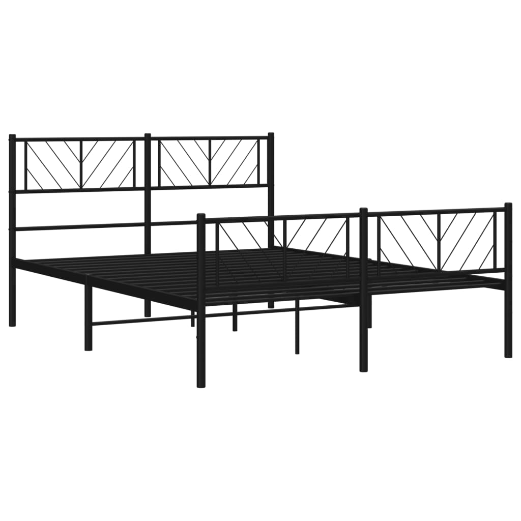 Metal Bed Frame without Mattress with Footboard Black 140x200cm