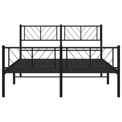 Metal Bed Frame without Mattress with Footboard Black 140x200cm