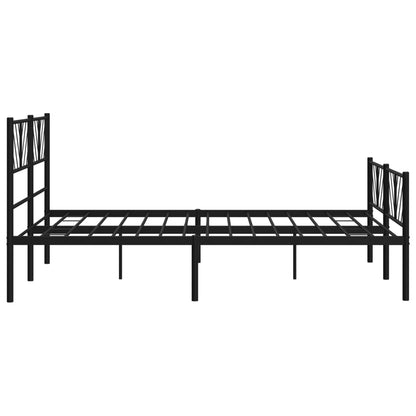 Metal Bed Frame without Mattress with Footboard Black 140x200cm