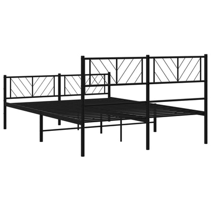 Metal Bed Frame without Mattress with Footboard Black 140x200cm