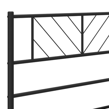 Metal Bed Frame without Mattress with Footboard Black 140x200cm