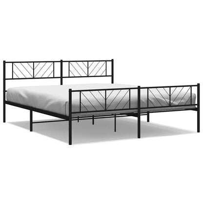 Metal Bed Frame without Mattress with Footboard Black 183x213cm