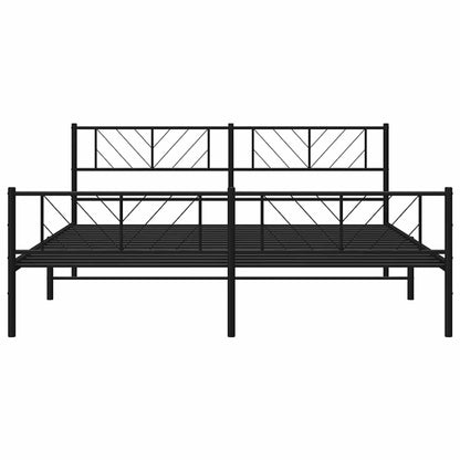 Metal Bed Frame without Mattress with Footboard Black 183x213cm