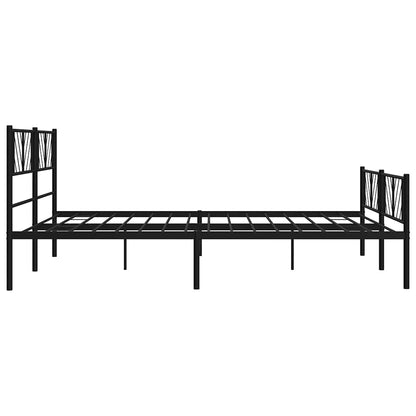 Metal Bed Frame without Mattress with Footboard Black 183x213cm