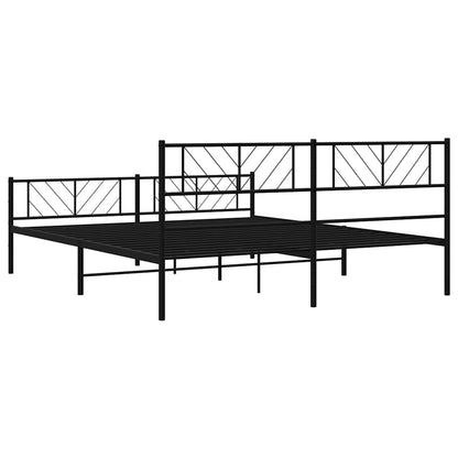 Metal Bed Frame without Mattress with Footboard Black 183x213cm