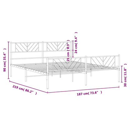 Metal Bed Frame without Mattress with Footboard Black 183x213cm