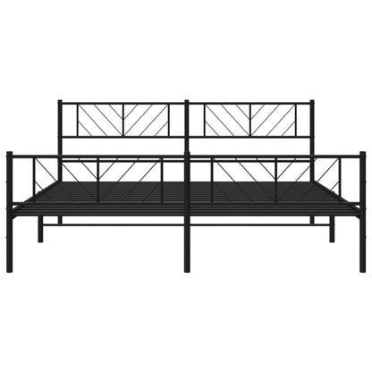 Metal Bed Frame without Mattress with Footboard Black 200x200cm
