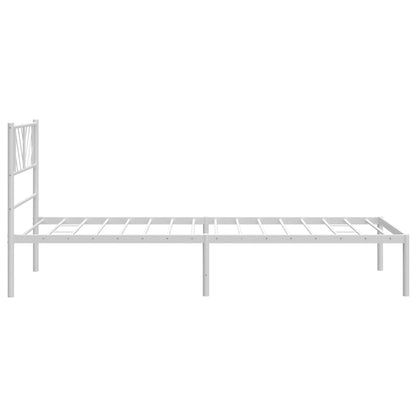 Metal Bed Frame without Mattress with Headboard White 75x190cm