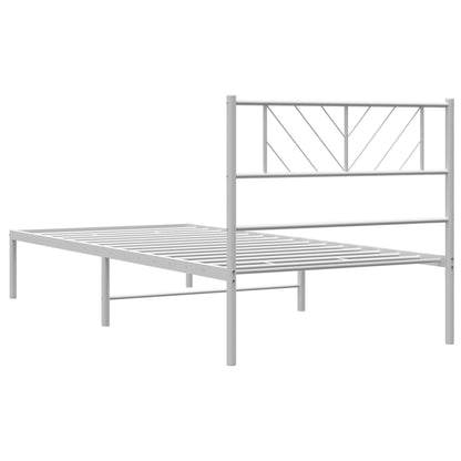 Metal Bed Frame without Mattress with Headboard White 80x200cm