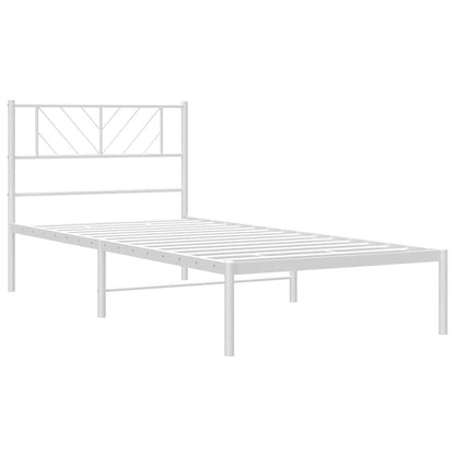Metal Bed Frame without Mattress with Headboard White 100x190cm