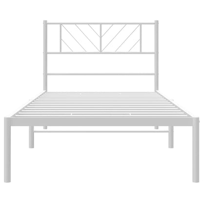 Metal Bed Frame without Mattress with Headboard White 100x190cm