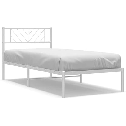 Metal Bed Frame without Mattress with Headboard White 100x200cm