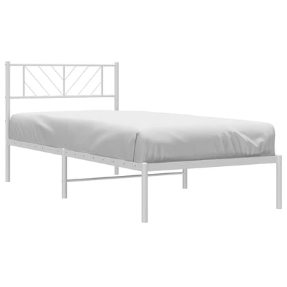 Metal Bed Frame without Mattress with Headboard White 100x200cm