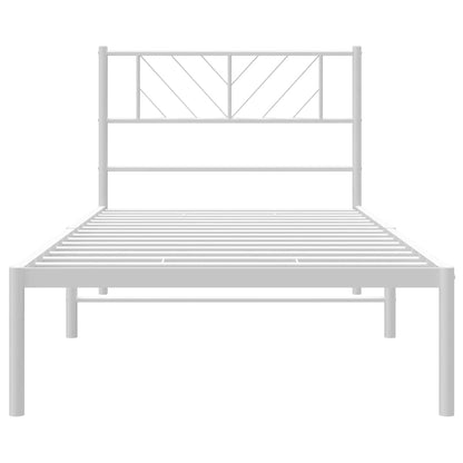 Metal Bed Frame without Mattress with Headboard White 100x200cm