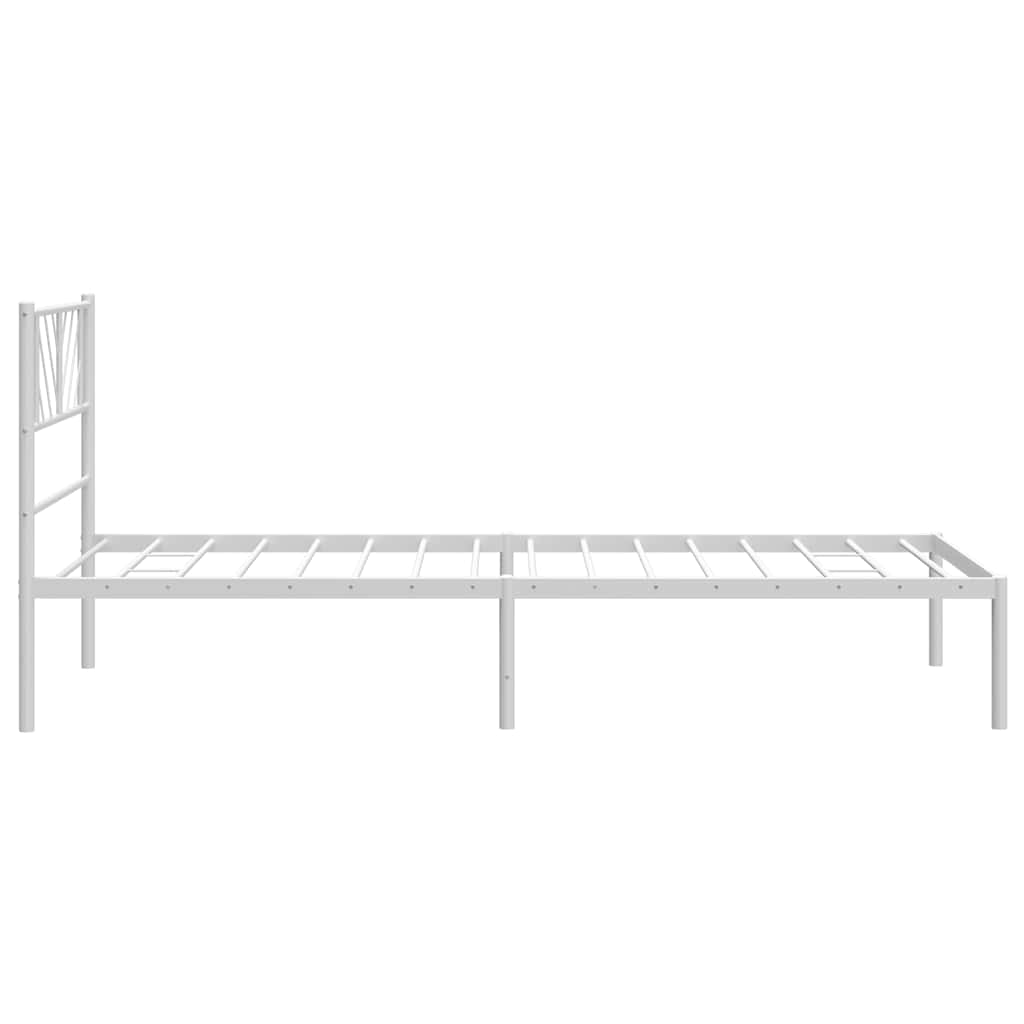 Metal Bed Frame without Mattress with Headboard White 100x200cm