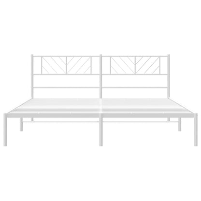 Metal Bed Frame without Mattress with Headboard White 180x200cm