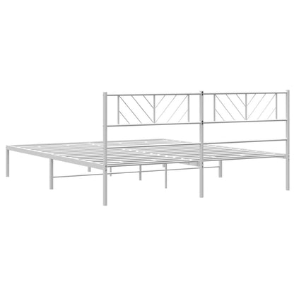 Metal Bed Frame without Mattress with Headboard White 180x200cm