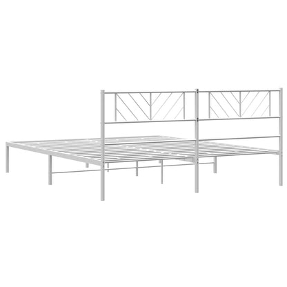Metal Bed Frame without Mattress with Headboard White 183x213cm