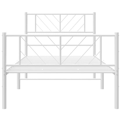 Metal Bed Frame without Mattress with Footboard White 100x200cm