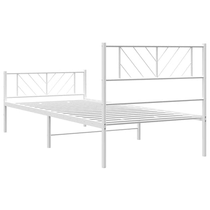 Metal Bed Frame without Mattress with Footboard White 100x200cm