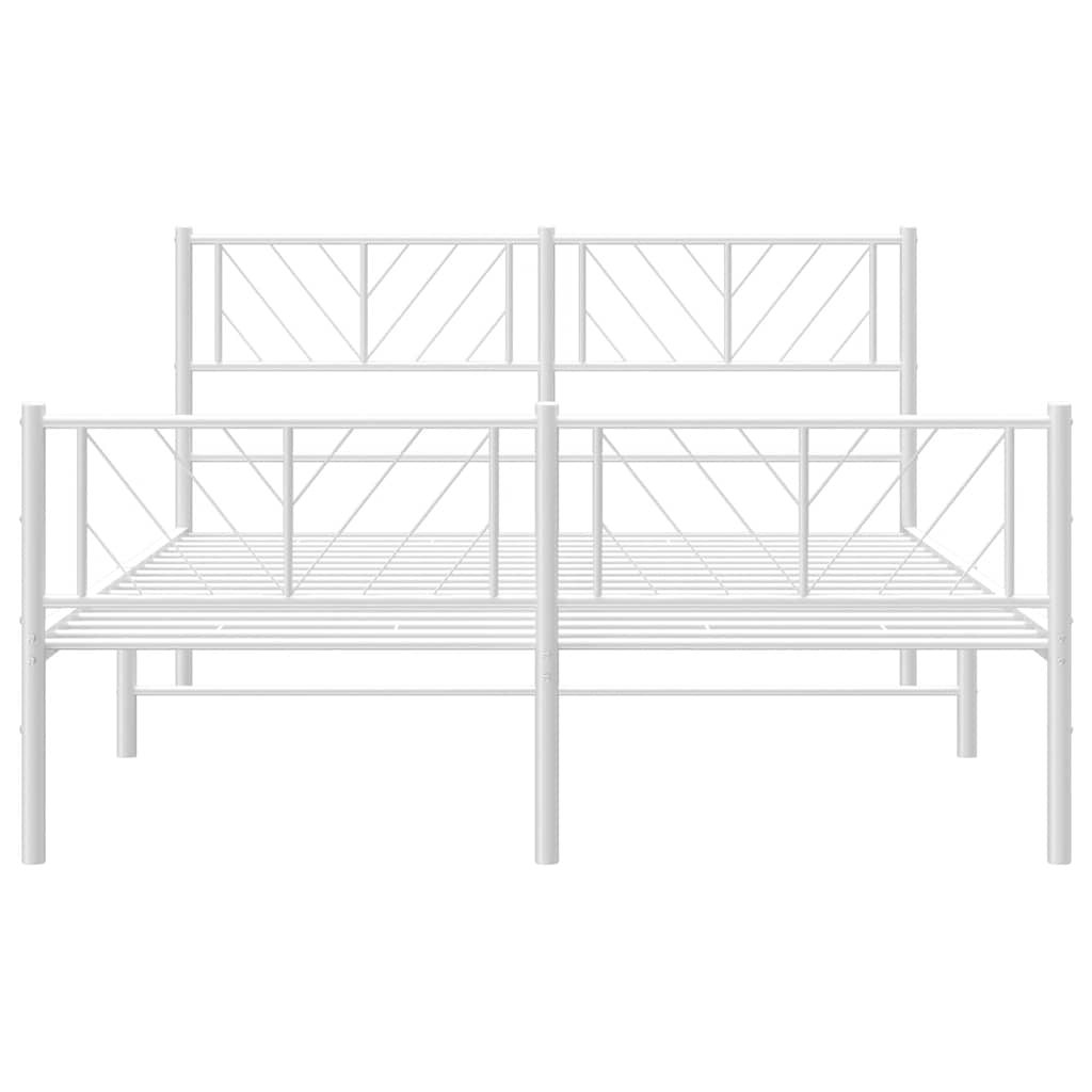Metal Bed Frame without Mattress with Footboard White 135x190cm