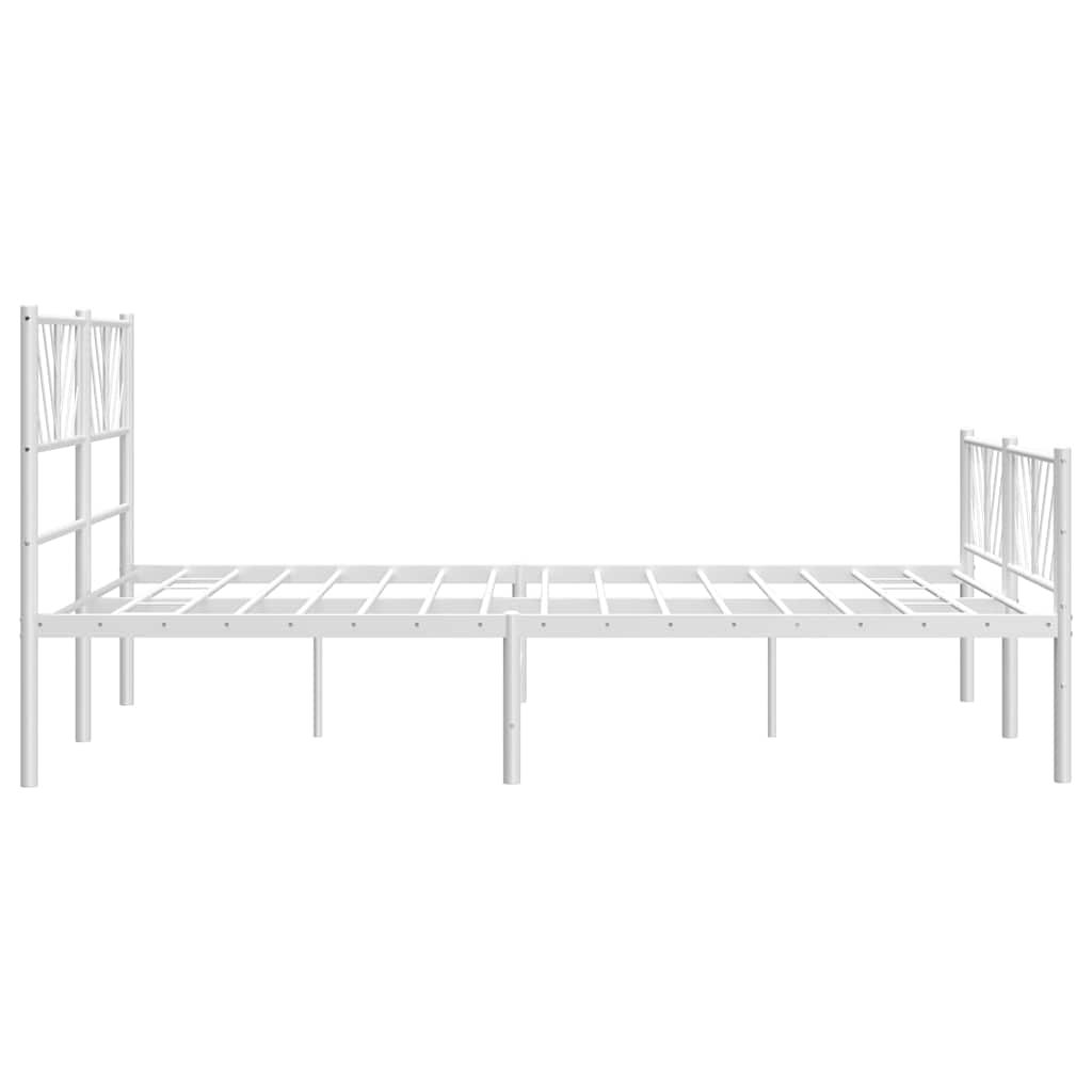 Metal Bed Frame without Mattress with Footboard White 135x190cm