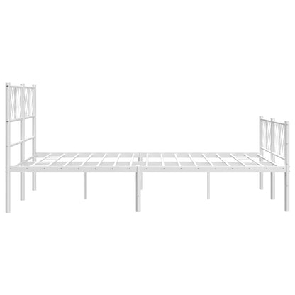 Metal Bed Frame without Mattress with Footboard White 135x190cm