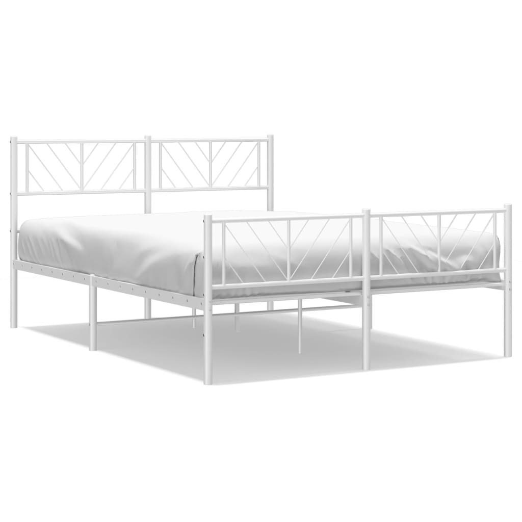 Metal Bed Frame without Mattress with Footboard White 140x190cm