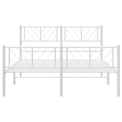 Metal Bed Frame without Mattress with Footboard White 140x190cm