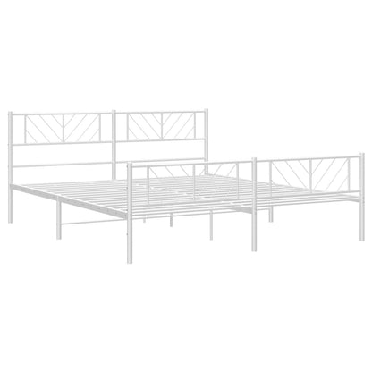 Metal Bed Frame without Mattress with Footboard White 183x213cm