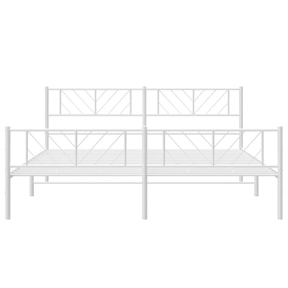 Metal Bed Frame without Mattress with Footboard White 183x213cm