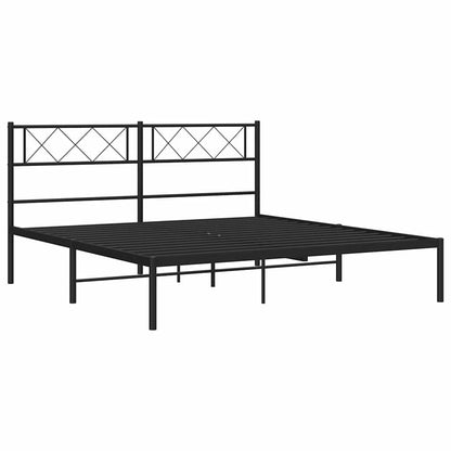 Metal Bed Frame without Mattress with Headboard Black 135x190cm