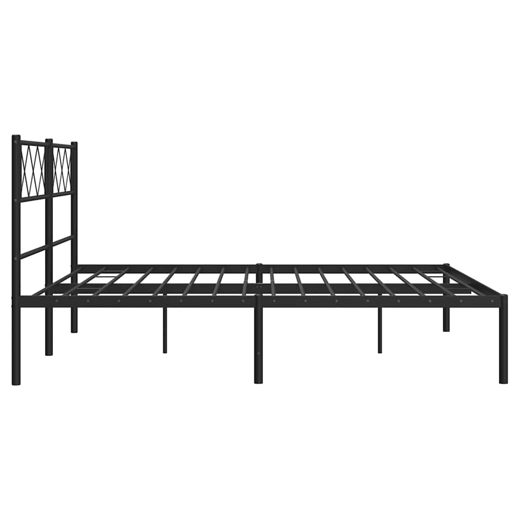 Metal Bed Frame without Mattress with Headboard Black 135x190cm