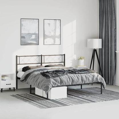 Metal Bed Frame without Mattress with Headboard Black 135x190cm