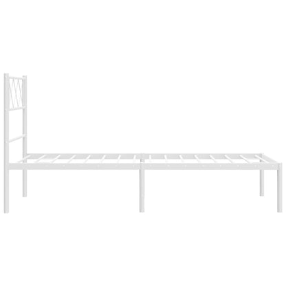 Metal Bed Frame without Mattress with Headboard White 107x203cm