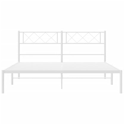 Metal Bed Frame without Mattress with Headboard White 120x190cm