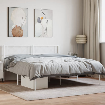 Metal Bed Frame without Mattress with Headboard White 120x190cm