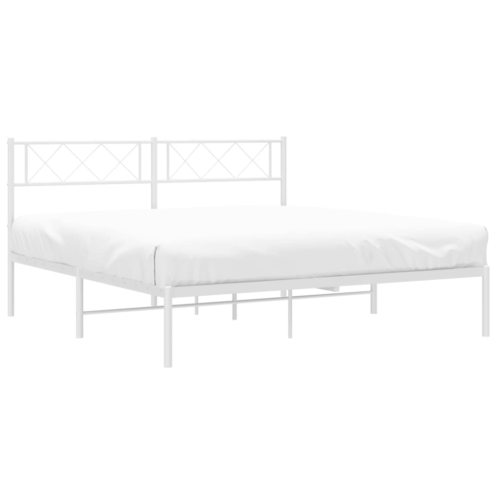Metal Bed Frame without Mattress with Headboard White 120x200cm