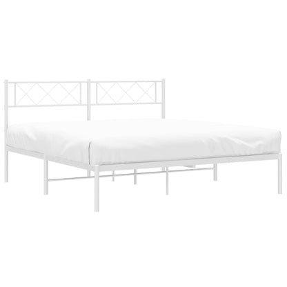 Metal Bed Frame without Mattress with Headboard White 120x200cm