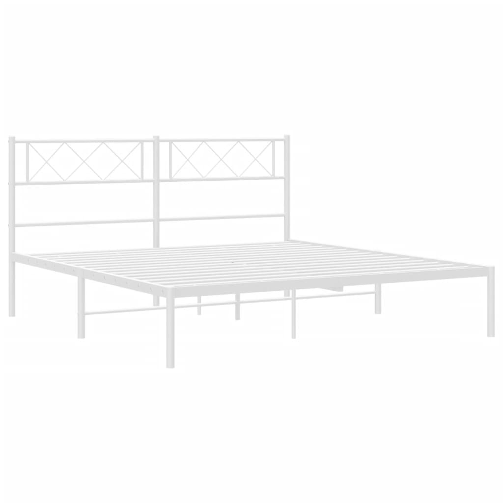 Metal Bed Frame without Mattress with Headboard White 120x200cm