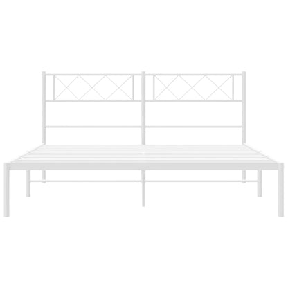 Metal Bed Frame without Mattress with Headboard White 120x200cm